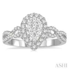 ASHI Pear Shape Halo Lovebright Diamond Engagement Ring 13522PPFGWG