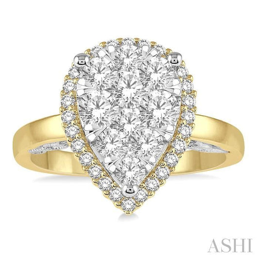 ASHI Pear Shape Halo Lovebright Essential Diamond Ring 135E1PPFVYW