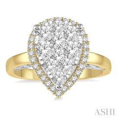 ASHI Pear Shape Halo Lovebright Essential Diamond Ring 135E1PPFVYW