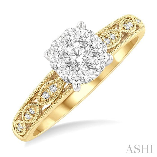 ASHI Round Shape Lovebright Diamond Engagement Ring 137G4PPFGYW