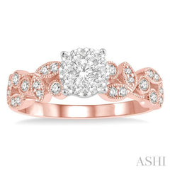 ASHI Round Shape Lovebright Diamond Engagement Ring 138G3PPFGPW