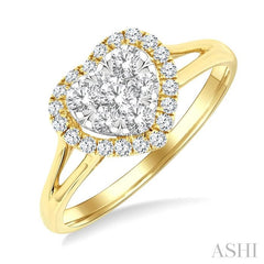ASHI Heart Shape Halo Lovebright Diamond Engagement Ring 139G3PPFGYW