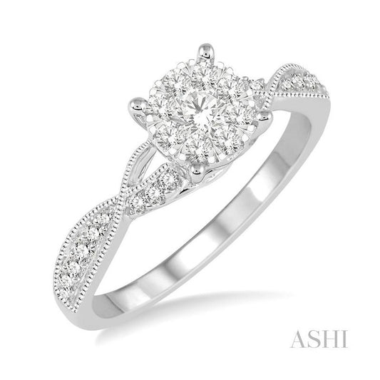 ASHI Round Shape Lovebright Diamond Engagement Ring 159C3PPFGWG-LE