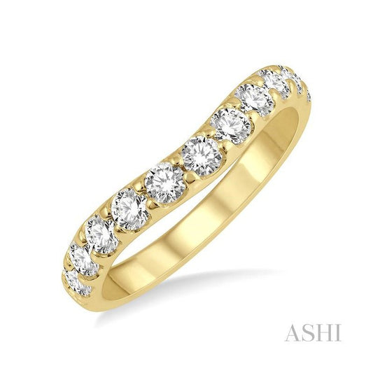 ASHI Curved Diamond Wedding Band 30342PPFGYG