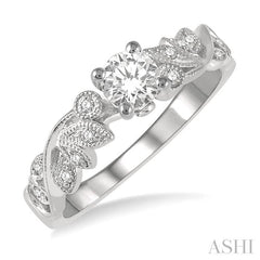 ASHI Round Shape Diamond Engagement Ring 14033PPFGWG-LE