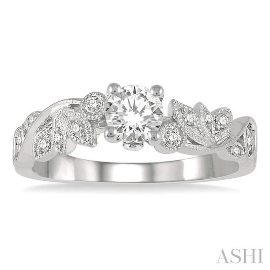 ASHI Round Shape Semi-Mount Diamond Engagement Ring 14038PPFHWG-SM