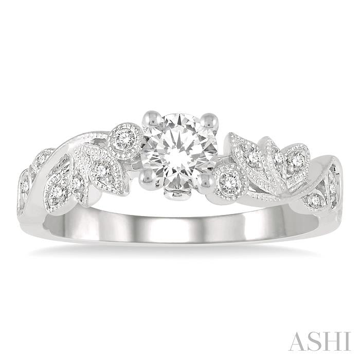 ASHI Round Shape Semi-Mount Diamond Engagement Ring 14039PPFGWG-SM