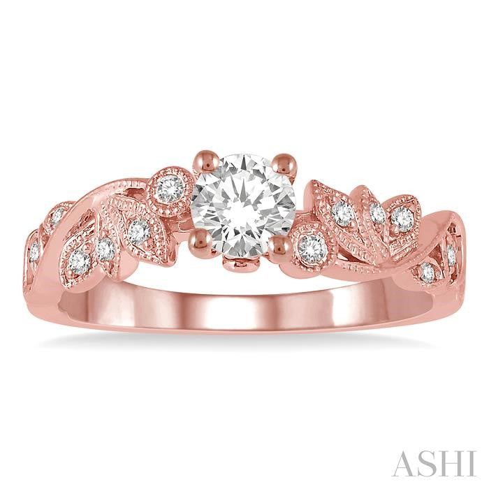 ASHI Round Shape Semi-Mount Diamond Engagement Ring 14039PPFHPG-SM