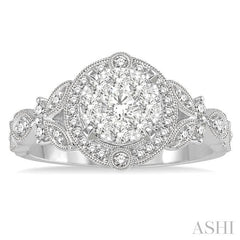 ASHI Round Shape Halo Lovebright Diamond Engagement Ring 140A3PPFGWG