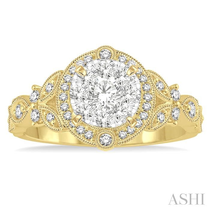 ASHI Round Shape Halo Lovebright Diamond Engagement Ring 140A3PPFGYW