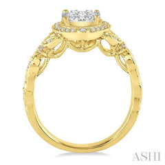 ASHI Round Shape Halo Lovebright Diamond Engagement Ring 140A3PPFGYW
