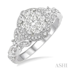 ASHI Round Shape Halo Lovebright Diamond Engagement Ring 140A3PPFVWG