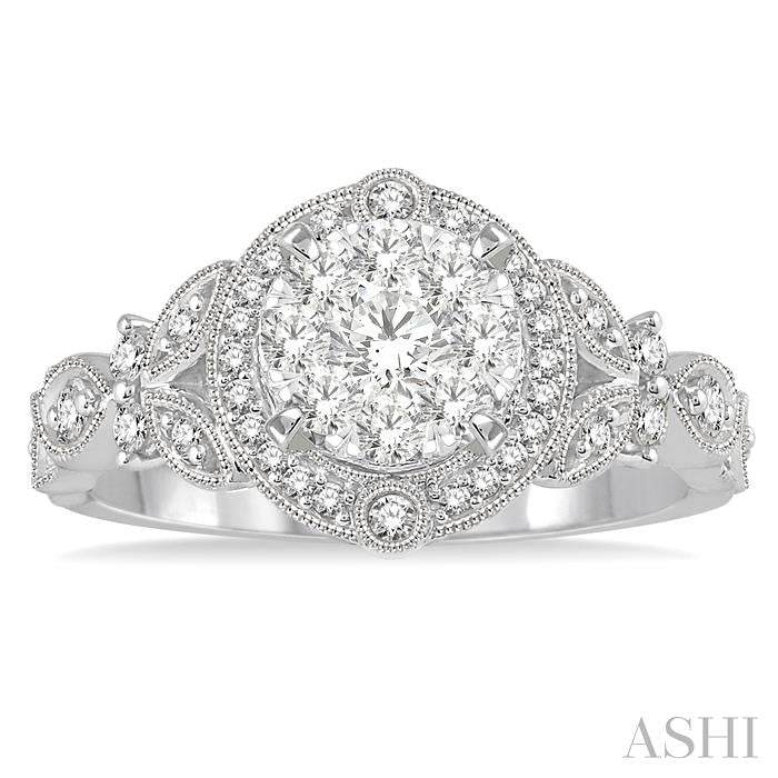 ASHI Round Shape Halo Lovebright Diamond Engagement Ring 140A3PPFVWG