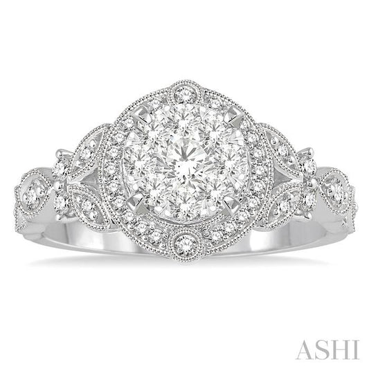 ASHI Round Shape Halo Lovebright Diamond Engagement Ring 140A3PPFVWG