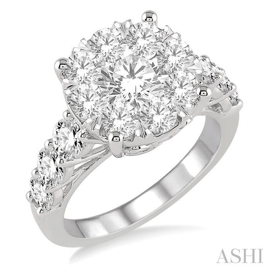 ASHI Round Shape Lovebright Essential Diamond Engagement Ring 140D0PPEVWG-2.00