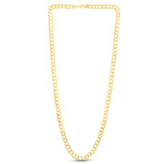 Yellow Gold Diamond Cut/ Textured Lite Curb Necklace