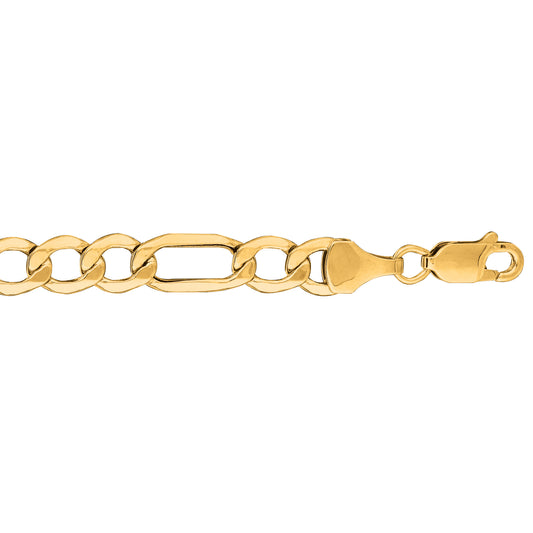 Yellow Gold Diamond Cut/ Textured Lite Figaro Bracelet