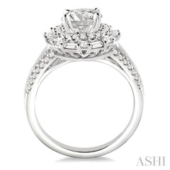 ASHI Round Shape Semi-Mount Halo Diamond Engagement Ring 14122PPFRWG-SM
