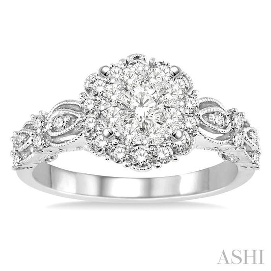 ASHI Round Shape Halo Lovebright Diamond Engagement Ring 141A2PPFVWG
