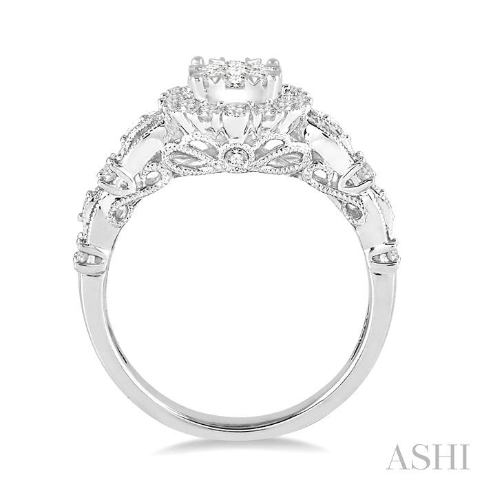 ASHI Round Shape Halo Lovebright Diamond Engagement Ring 141A2PPFVWG