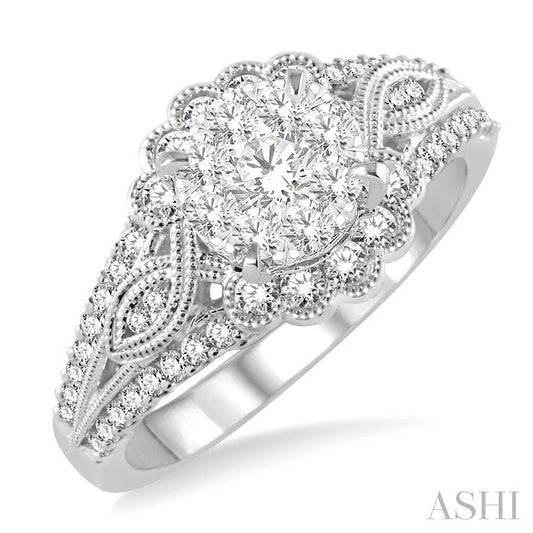ASHI Round Shape Lovebright Diamond Engagement Ring 142A2PPFGWG