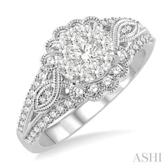 ASHI Round Shape Lovebright Diamond Engagement Ring 142A2PPFGWG