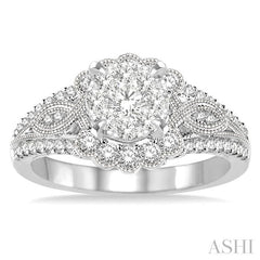 ASHI Round Shape Lovebright Diamond Engagement Ring 142A2PPFGWG
