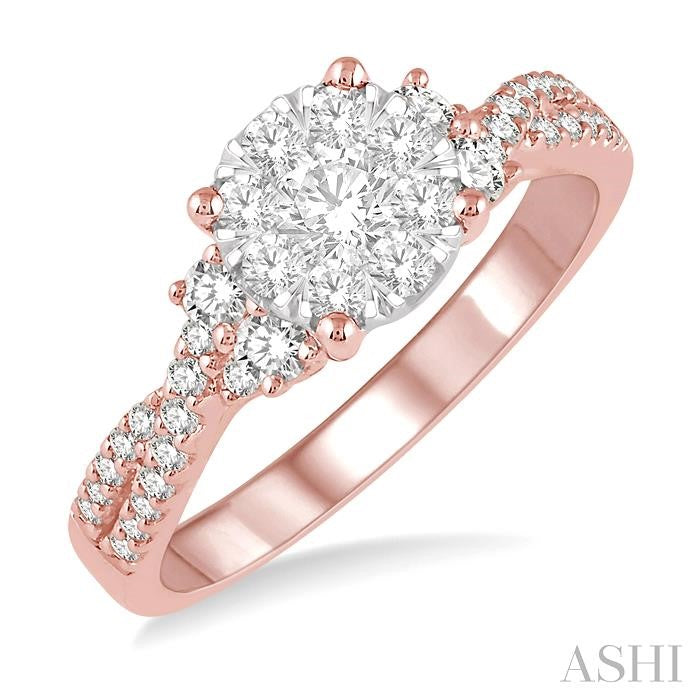ASHI Round Shape Lovebright Diamond Engagement Ring 142E2PPFHPW