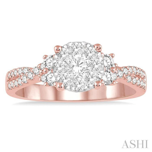 ASHI Round Shape Lovebright Diamond Engagement Ring 142E2PPFHPW