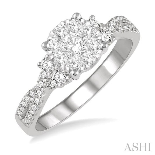 ASHI Round Shape Lovebright Diamond Engagement Ring 142E2PPFHWG