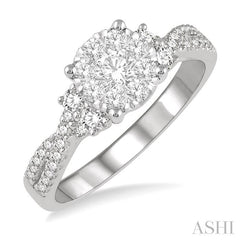 ASHI Round Shape Lovebright Diamond Engagement Ring 142E2PPFHWG