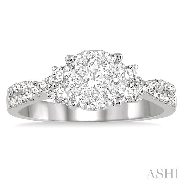 ASHI Round Shape Lovebright Diamond Engagement Ring 142E2PPFHWG