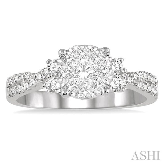 ASHI Round Shape Lovebright Diamond Engagement Ring 142E2PPFHWG