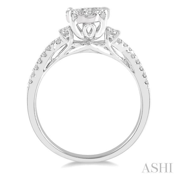 ASHI Round Shape Lovebright Diamond Engagement Ring 142E2PPFHWG