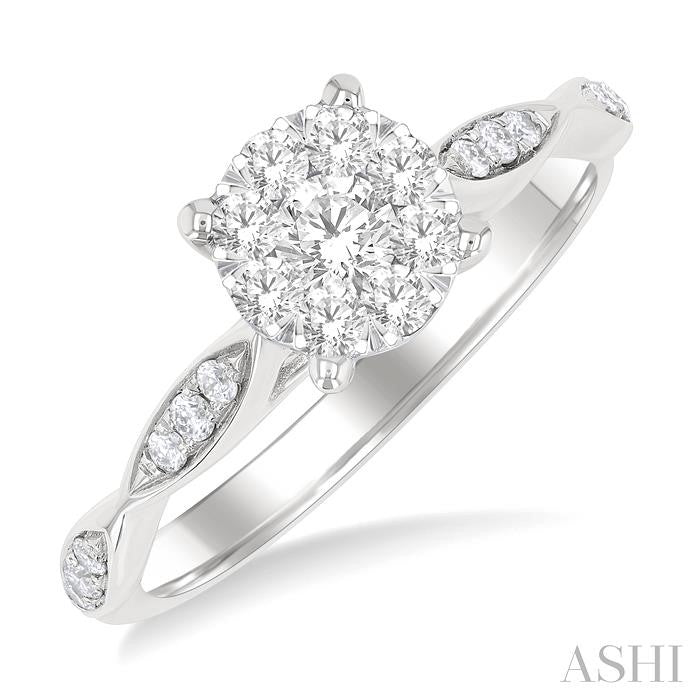 ASHI Round Shape Lovebright Diamond Engagement Ring 142G3PPFGWG