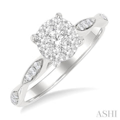 ASHI Round Shape Lovebright Diamond Engagement Ring 142G3PPFGWG