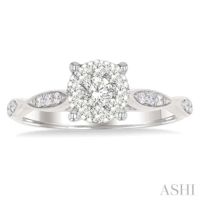 ASHI Round Shape Lovebright Diamond Engagement Ring 142G3PPFGWG