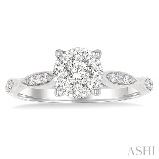 ASHI Round Shape Lovebright Diamond Engagement Ring 142G3PPFGWG