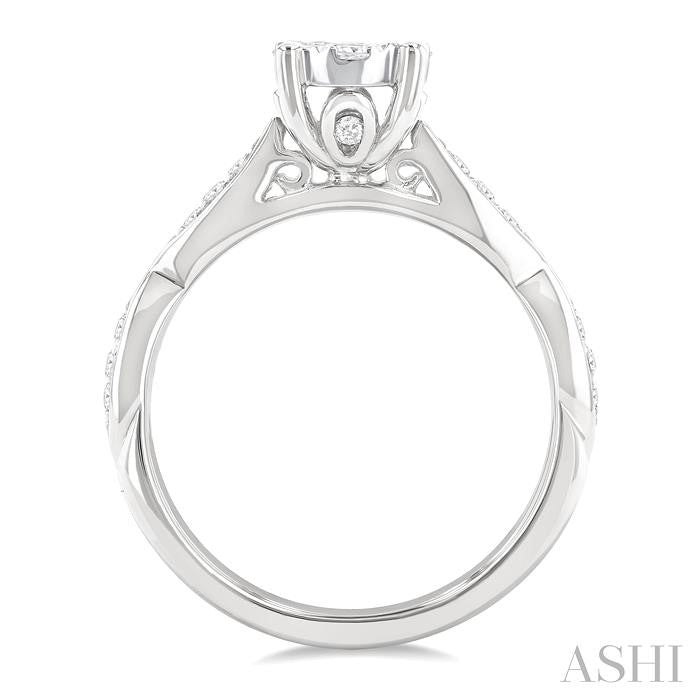 ASHI Round Shape Lovebright Diamond Engagement Ring 142G3PPFGWG