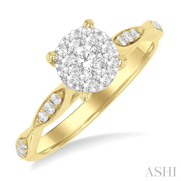 ASHI Round Shape Lovebright Diamond Engagement Ring 142G3PPFGYW