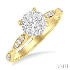 ASHI Round Shape Lovebright Diamond Engagement Ring 142G3PPFGYW