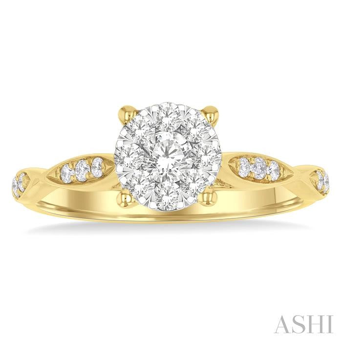 ASHI Round Shape Lovebright Diamond Engagement Ring 142G3PPFGYW