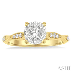 ASHI Round Shape Lovebright Diamond Engagement Ring 142G3PPFGYW