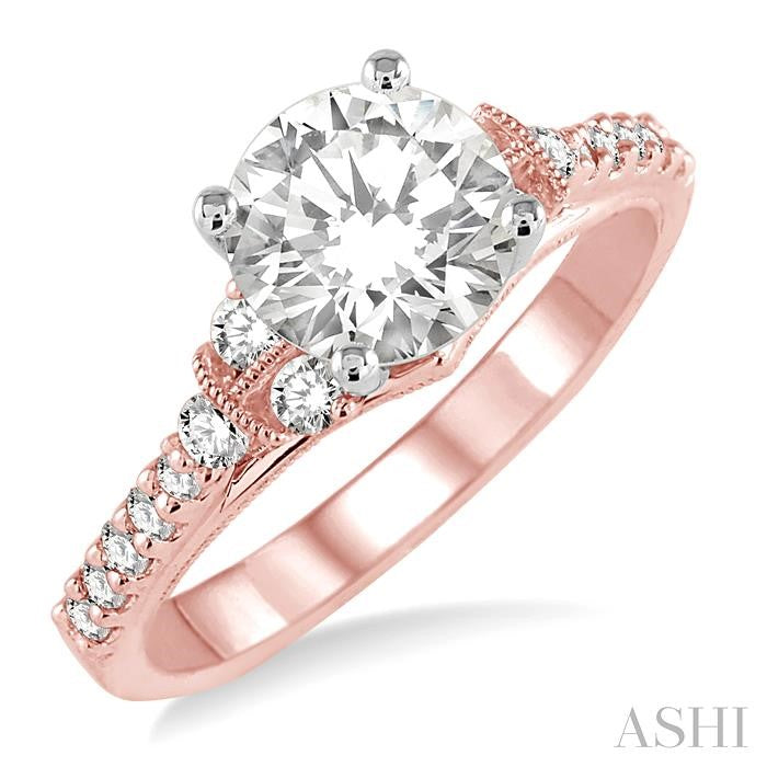 ASHI Round Shape Semi-Mount Diamond Engagement Ring 14364PPFRPW-SM
