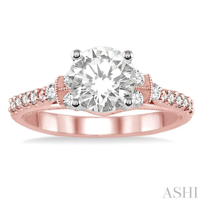 ASHI Round Shape Semi-Mount Diamond Engagement Ring 14364PPFRPW-SM