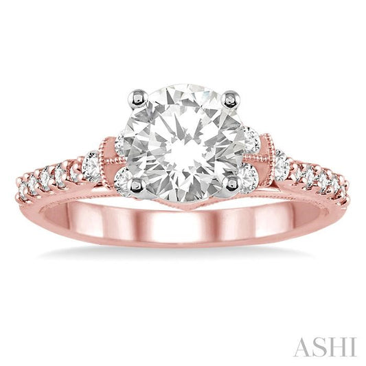 ASHI Round Shape Semi-Mount Diamond Engagement Ring 14364PPFRPW-SM