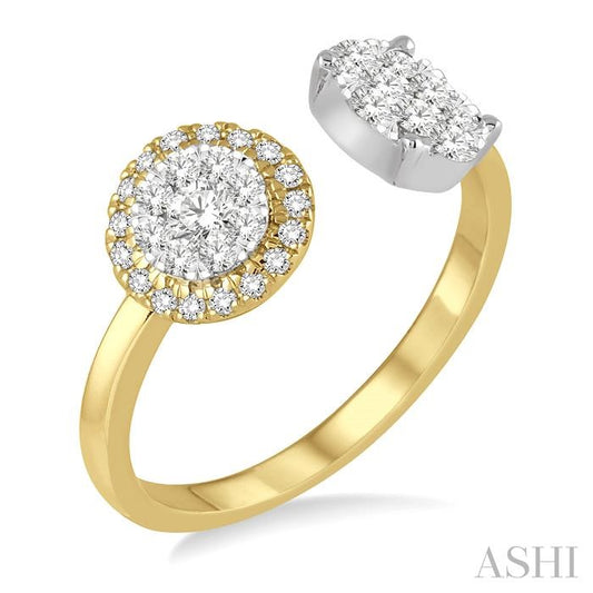 ASHI 2 Stone Halo Lovebright Diamond Fashion Open Ring 143C3PPFVYW