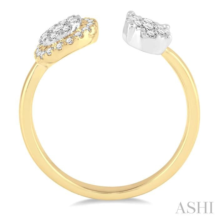 ASHI 2 Stone Halo Lovebright Diamond Fashion Open Ring 143C3PPFVYW