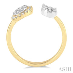 ASHI 2 Stone Halo Lovebright Diamond Fashion Open Ring 143C3PPFVYW