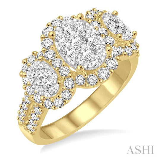 ASHI Oval Shape Past Present & Future Halo Lovebright Diamond Engagement Ring 144B0PPFVYW-1.35